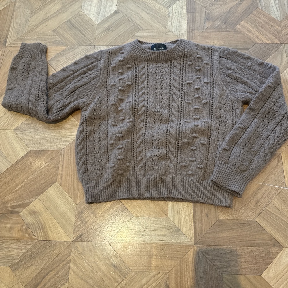 Brown Cable Knit Sweater